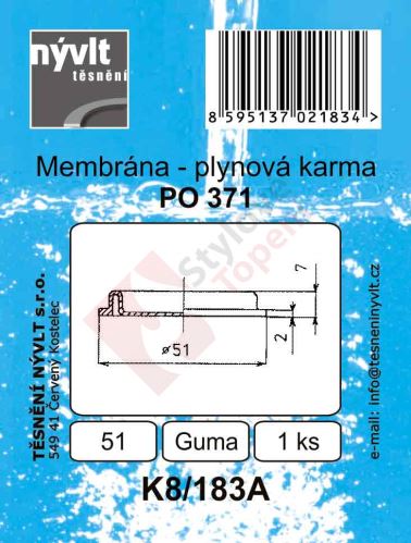 SADA - membrána plynové karmy MORA PO371 - K8/183A