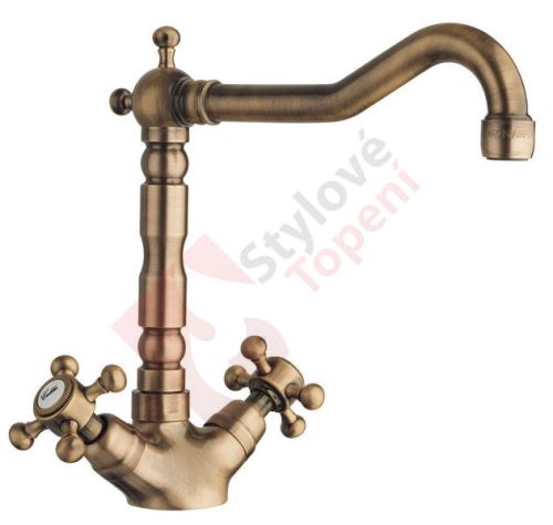 ANTEA stojánková dřezová baterie s retro hubicí, bronz 3126