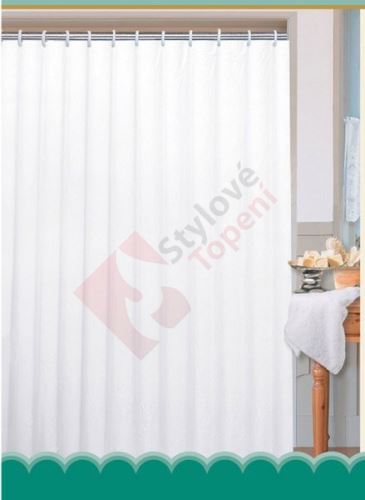 Sprchový závěs 180x200cm, polyester, bílá 0201104 B