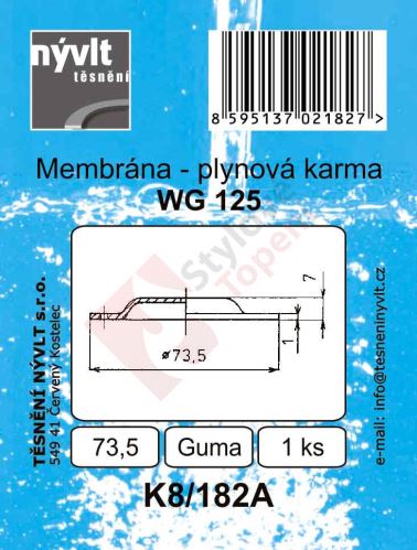 SADA - membrána plynové karmy WG125 - K8/182A