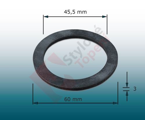 Těsnění ploché k matici nádrže WC T100 (Technoplast CHropyně) - guma - 60x45x3 mm - C2/32
