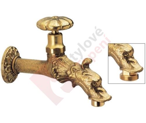Retro zahradní ventil s rozetou, bronz CH123
