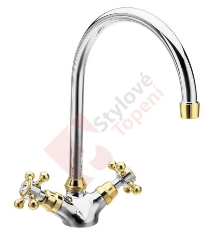 ANTEA stojánková dřezová baterie, výška 275mm, chrom/zlato 3092