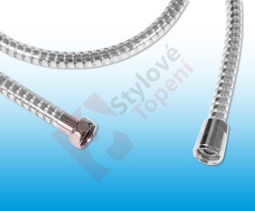 Luxusní sprchová hadice plast se stříbrným páskem; 150cm; 1/2"Mx1/2"konus; 5 let záruka - H/2827