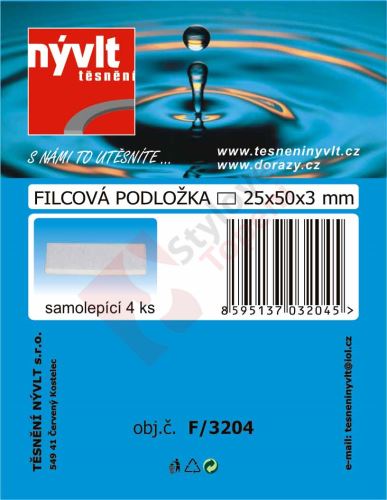 SADA - filc. podložek  - hranaté  25 x 50 x 3 mm - F/3204
