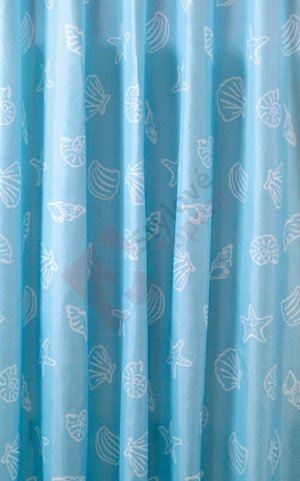 Sprchový závěs 180x200cm, polyester, modrá, mušle ZP006